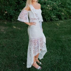Two Piece Off the Shoulder White Dress